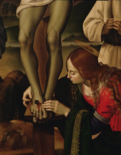 La Crucifixión con Santos (detalle) de Pietro Perugino
